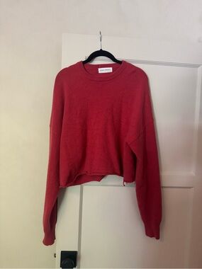 extreme cashmere Red Cropped Crewneck Sweater